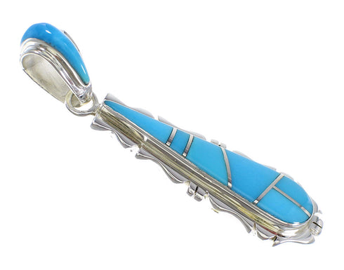 Turquoise Inlay Sterling Silver Southwest Pendant EX56463